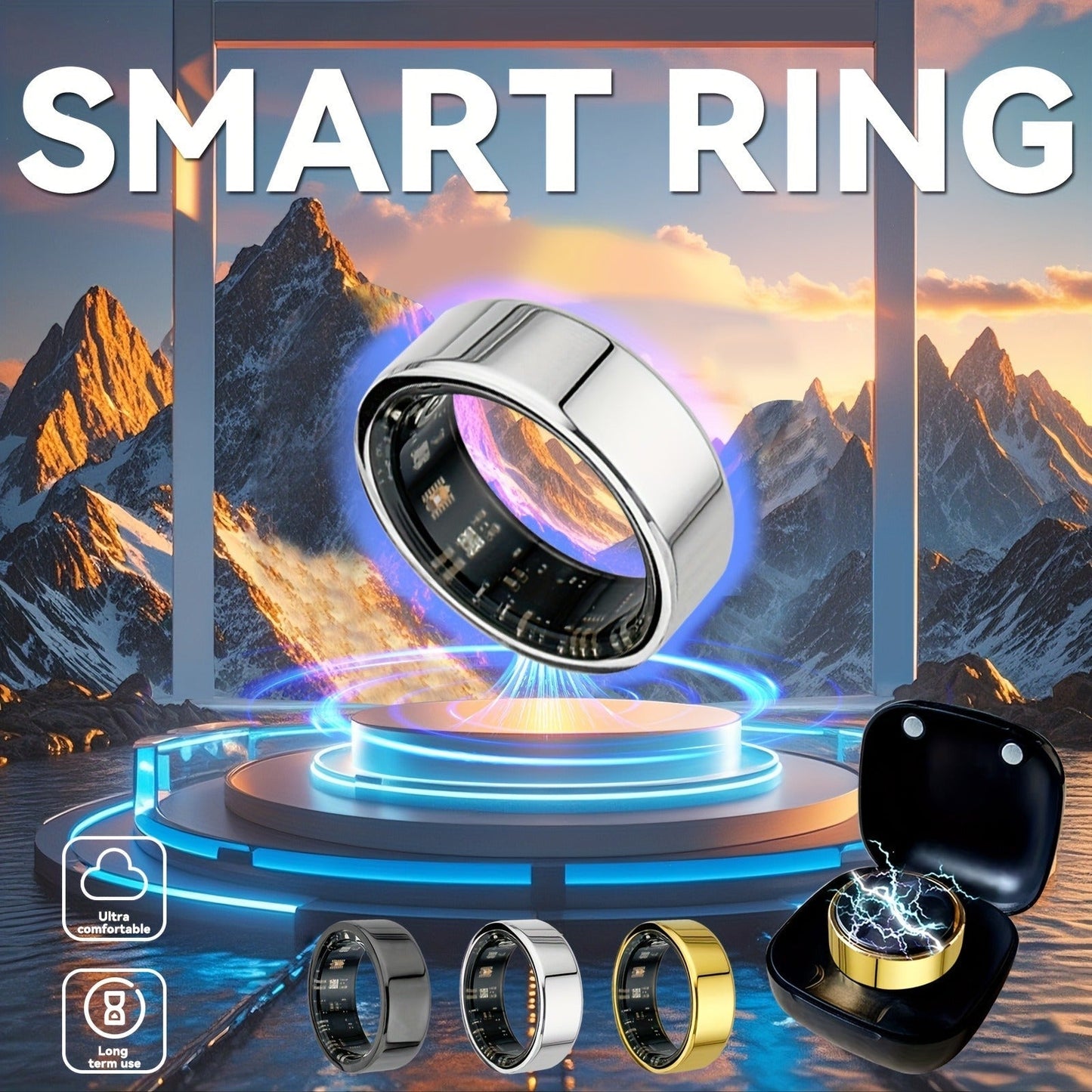Ring for Men, Health Monitor – Step Counter, Sleep Tracker, Heart Rate & Fitness Tracker Ring for Men | Multiple Sizes & Colors