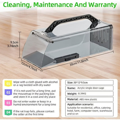 Mouse Trap Live Catch – Transparent Continuous Capture Rodent Trap for Indoor Home, Kitchen, Garage & Outdoor Use