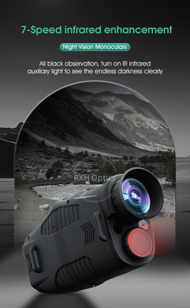 Night Vision Monocular with 850nm IR Illuminator, 5X Digital Zoom 2.5K FHD Camera 1.54" Display, Infrared Night Vision Scope for Hunting