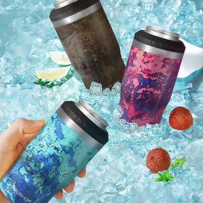 Can Cooler Insulated Stainless Steel 4-in-1 for 12 oz Standard Slim Can & Beer Bottle – Double Wall Sweat-Proof Beer Koozie for Camping
