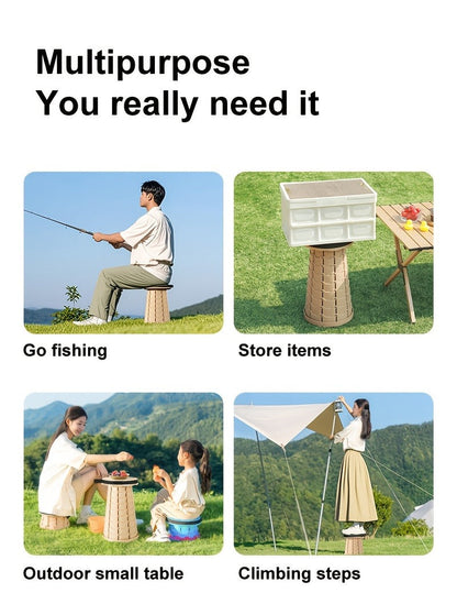Collapsible Folding Camping Stool 2pcs | Max Load 400lbs Portable Telescopic Stool | Compact Plastic Seat for Travel Camping Hiking Fishing