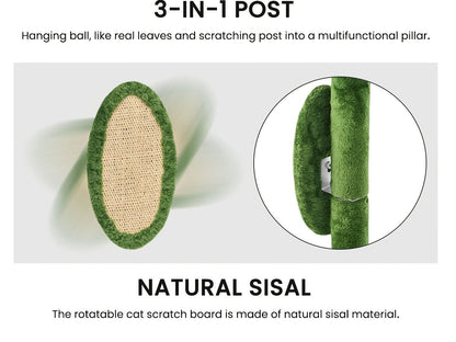 55-Inch Plant-Style Cat Tree with Platforms, Round Pass-Through Perch, Hammock and Four Colors