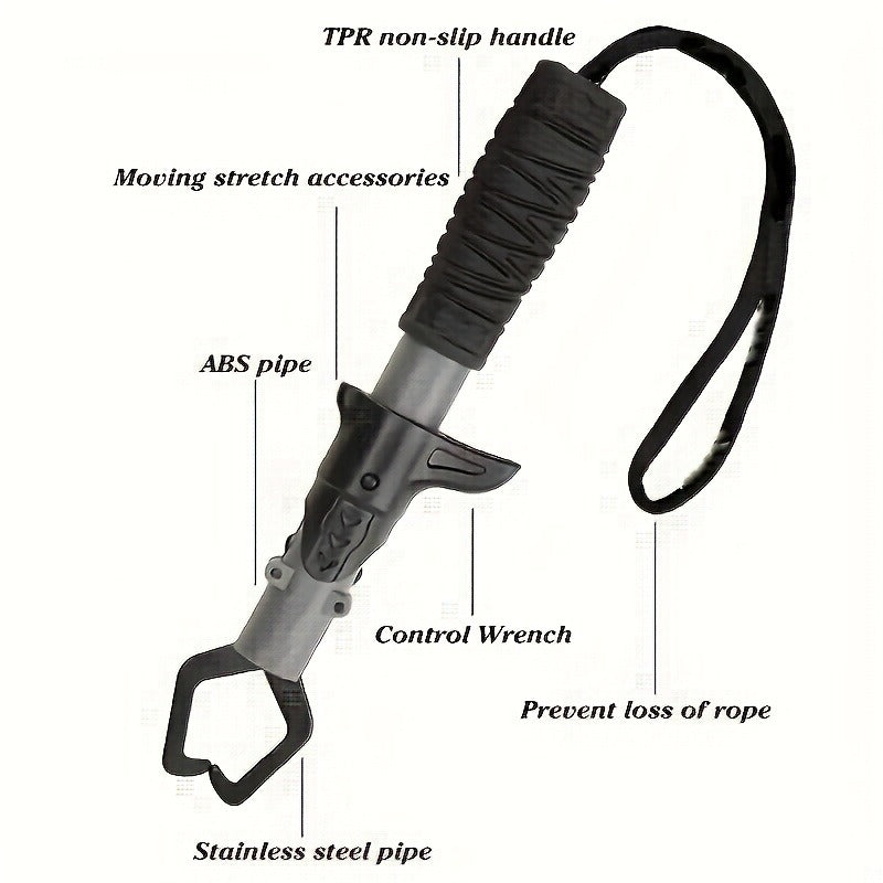 Fishing Pliers Fish Gripper Combo Set 2pcs Stainless Steel Hook Remover Line Cutter with TPR Non-Slip Handle Spring-Loaded Lock