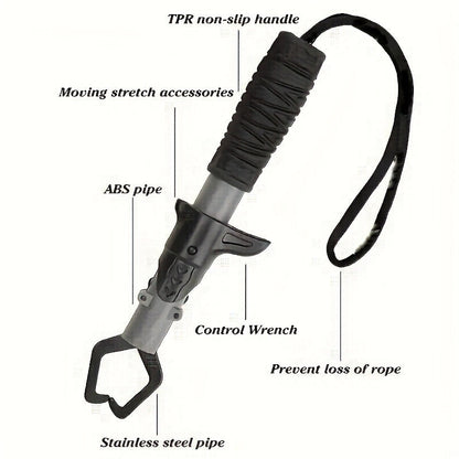 Fishing Pliers Fish Gripper Combo Set 2pcs Stainless Steel Hook Remover Line Cutter with TPR Non-Slip Handle Spring-Loaded Lock