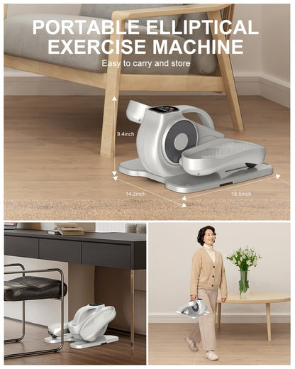 Under Desk Elliptical Machine – 12-Speed Electric Seated Leg Exerciser, Quiet & Portable Foot Pedal Trainer with Remote