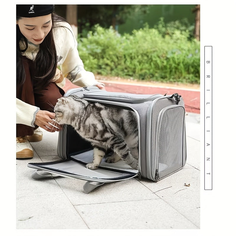 Large Soft-Sided Pet Crate & Travel Cage for Cats & Puppies Up to 25 lbs – Foldable Waterproof Portable Dog Cat Kennel Playpen