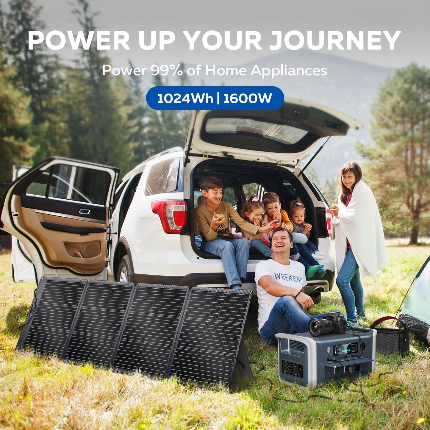 Portable Power Station 1024Wh LiFePO4 Solar Generator - UPS Backup Battery with AC 110V, DC, USB