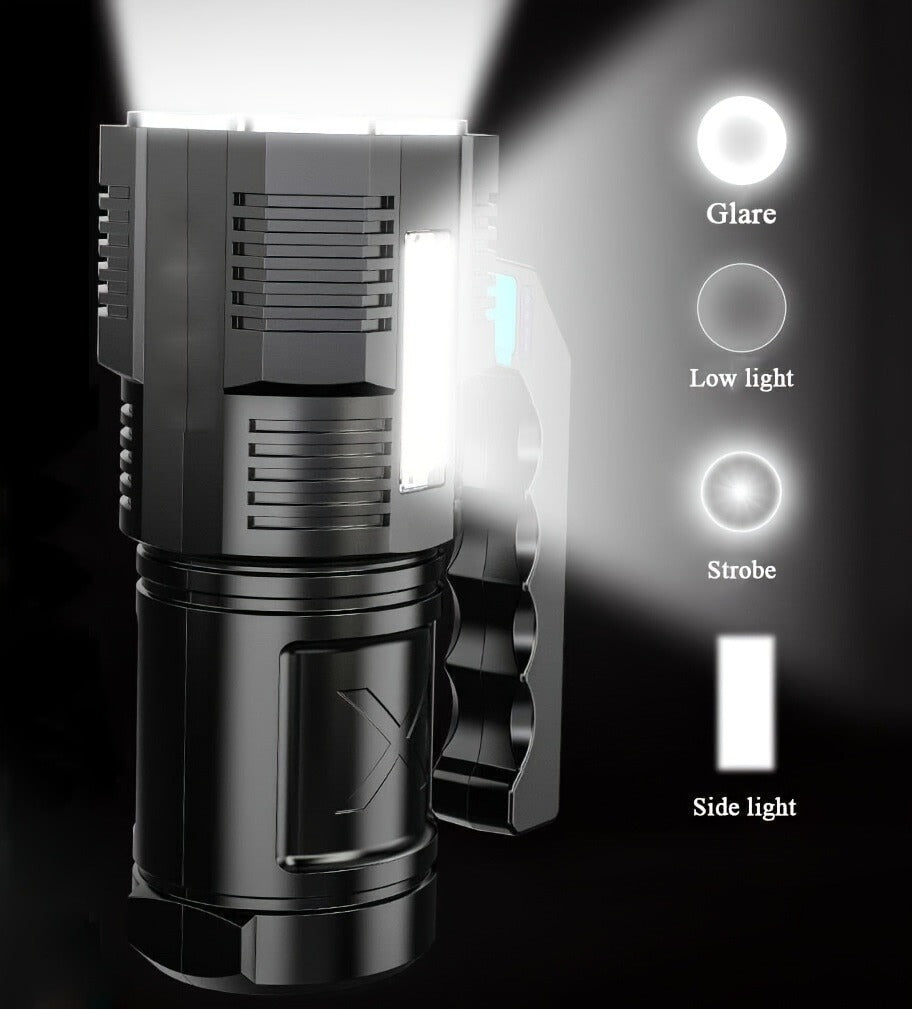 Flashlight 6-Pack Rechargeable Hand Torch Set with Main Beam, COB Side Light and Power Display