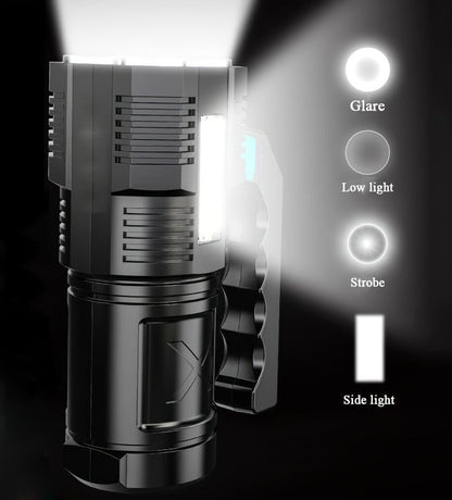 Flashlight 6-Pack Rechargeable Hand Torch Set with Main Beam, COB Side Light and Power Display