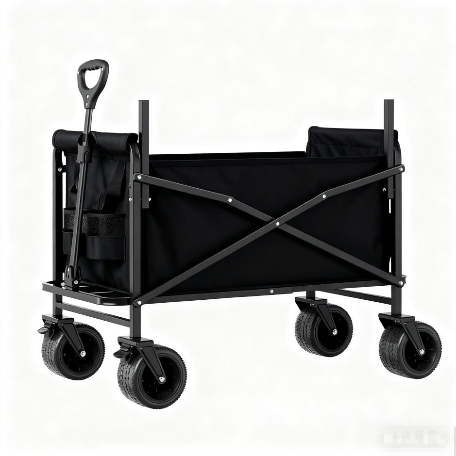 Foldable Utility Wagon Cart 550 lbs, Collapsible Outdoor Cart with Bench Seat & All-Terrain Wheels
