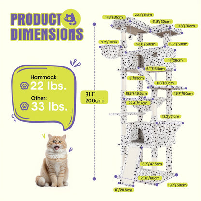 Cat Tree Tower Multi-Level for Indoor Cats – Cat Furniture with Sisal Scratching Posts, Plush Perches, Hammock, Basket & Corner Condo Cave