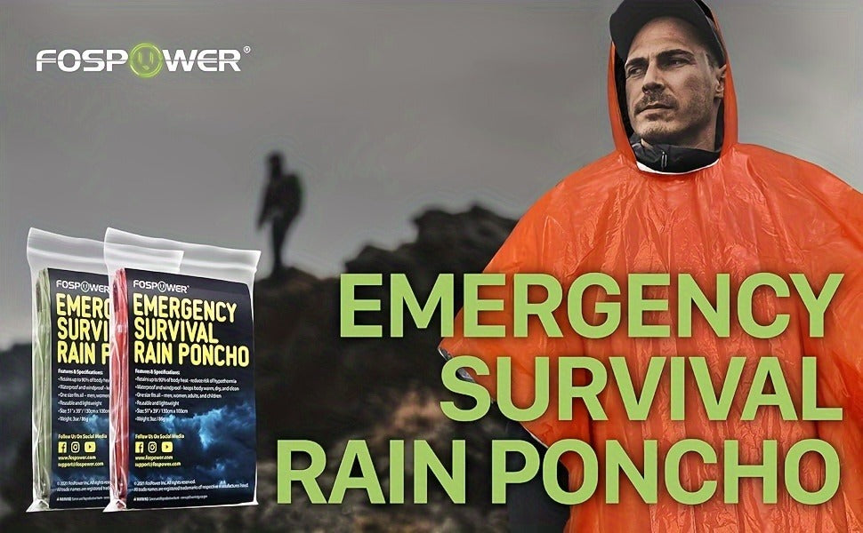 Emergency Rain Poncho 4 Pack & 14 Pack – Retains 90% Body Heat, Reusable Waterproof Raincoat for Men Women Adults