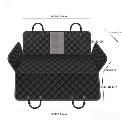 Quilted Dog Car Back Seat Cover with Side Flaps, Mesh Window and Six Color or Pink Mat Bundle Options