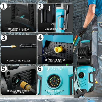 Pressure Washer 5000PSI Electric Power Washer 2.4-3.6GPM Adjustable 8-Level Touch Screen 34" Tall for Garden, Patio and Yard Use