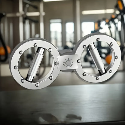 Fitness Equipment Silver Wrist and Forearm Trainer with Dual Grip Rings and 360-Degree Center Arm