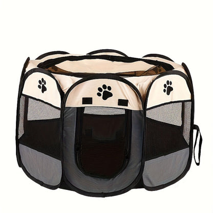 Foldable Octagonal Pet Tent & Playpen – Oxford Cloth Scratch-Resistant Dog Cage & Cat Kennel for Indoor & Outdoor Use