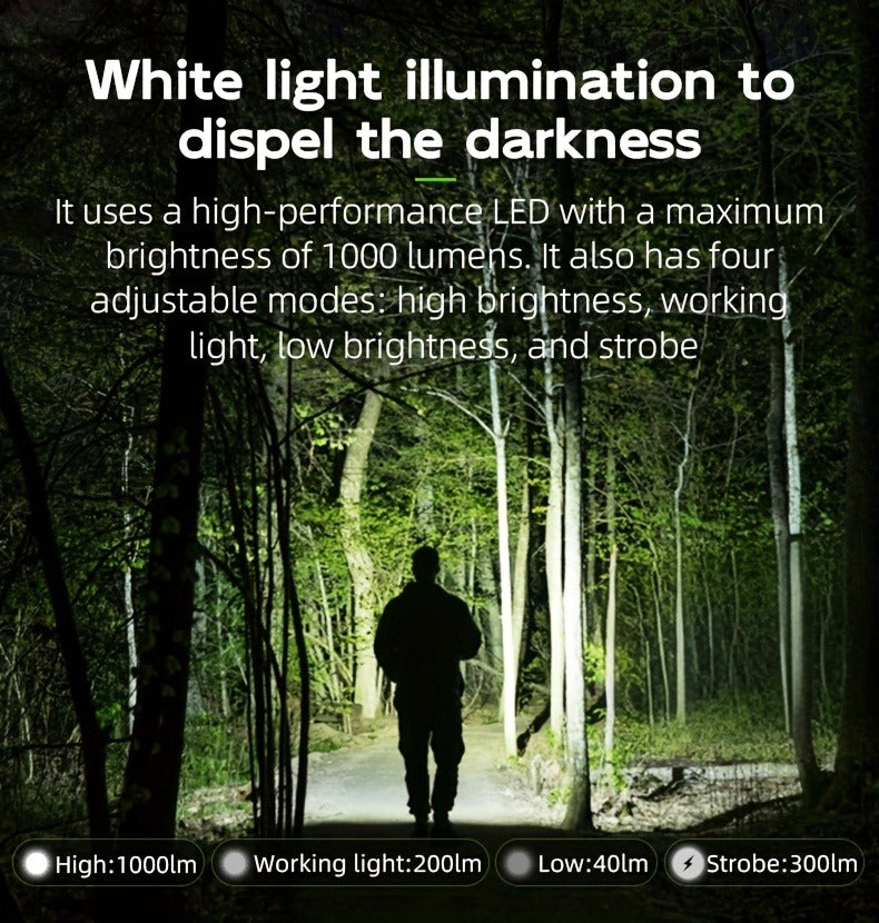 Flashlight 3-in-1 White, UV365 and Green Light Torch with Side Magnet in Black or Blue for Inspection