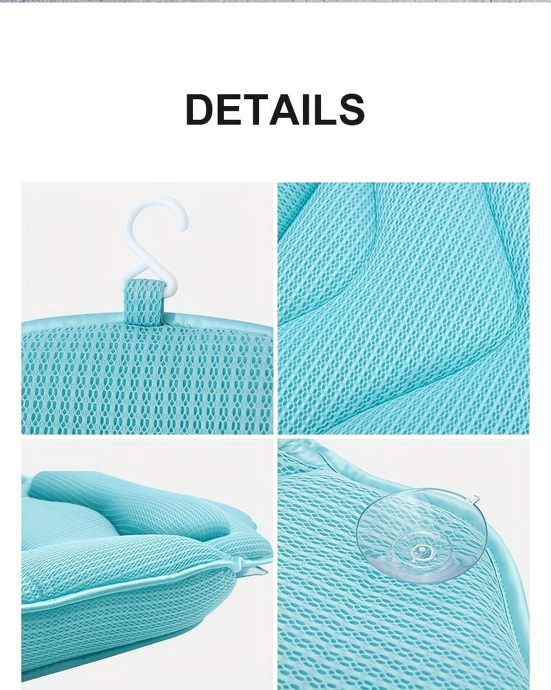 Full-Body Bathtub Cushion in 60 × 21.7-Inch Size with Aqua Mesh, Raised Headrest and Lumbar Pad