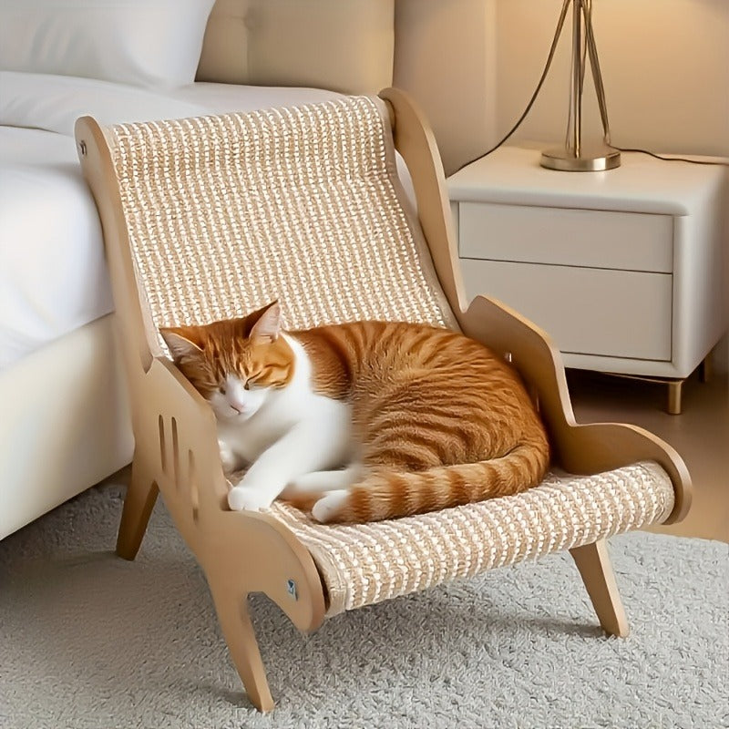 Cat Scratcher Lounge Chair 2-in-1 Natural Sisal Sofa Bed No Shedding Breathable Ultra Durable Oversized Design for Scratching Napping