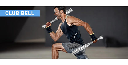 Fitness Equipment Adjustable Silver Steel Club with 6.5 to 17.5 lb Threaded Weight Configurations