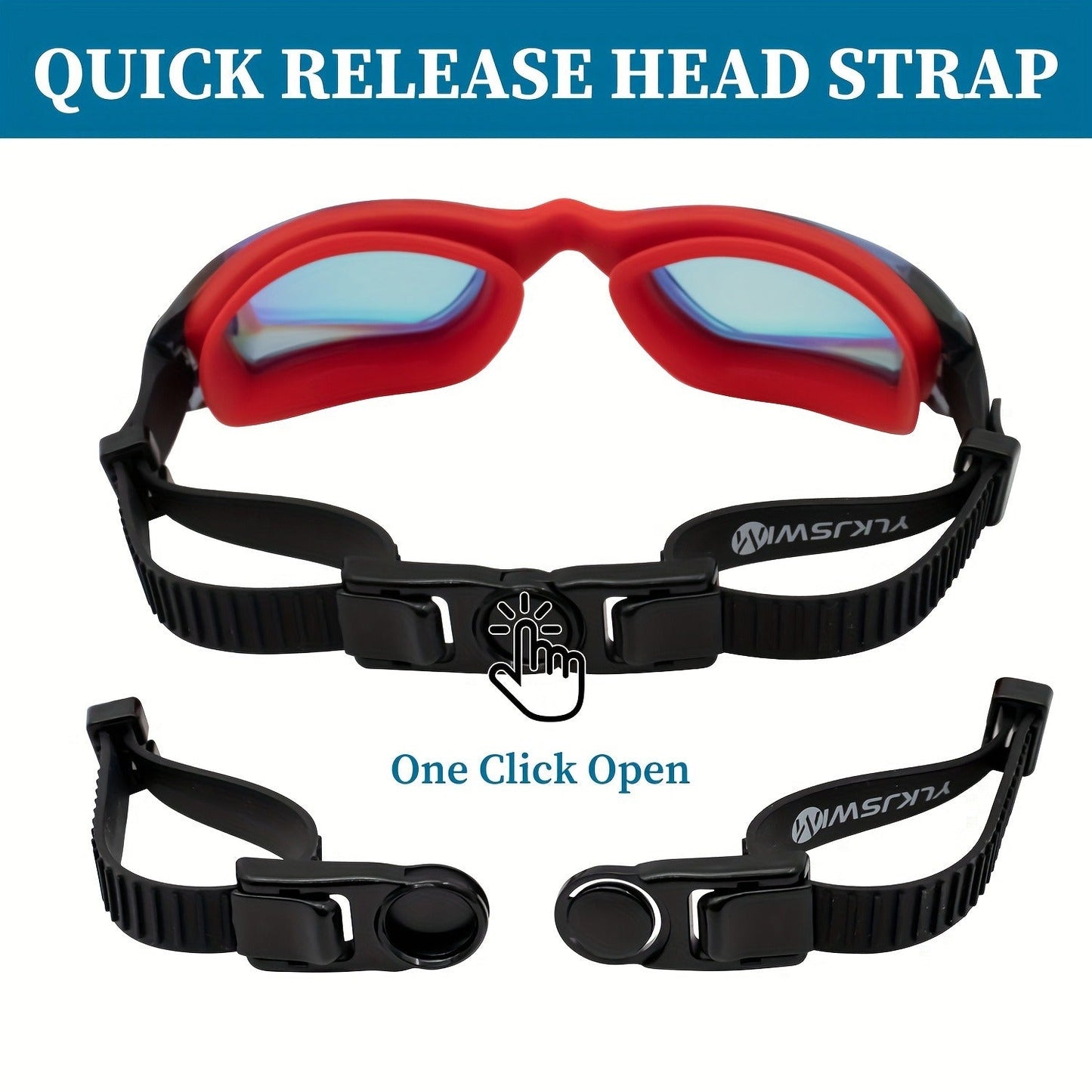 Two-Pack Mirrored Swim Goggles with Adjustable Split Straps and Black-White or Red-Blue Color Sets