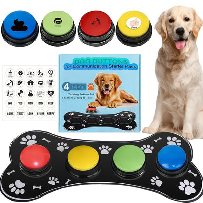 Dog Communication Buttons for Talking – Pet Training Buttons with Mat, Recordable Dog Talking Button Set, Durable Easy-Clean