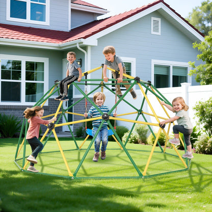 10FT Kids Climbing Dome with Hammock Swing Disc Swing Backyard Jungle Gym Steel Frame Outdoor Play Equipment 1000 LBS Capacity Gift for Boys
