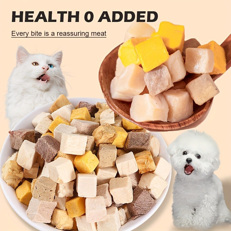 Freeze-Dried Dog Treats 150g Triple Combo – Beef Liver, Chicken & Egg Yolk Grain-Free High Protein Crunchy Bites for Small Dogs, Puppies