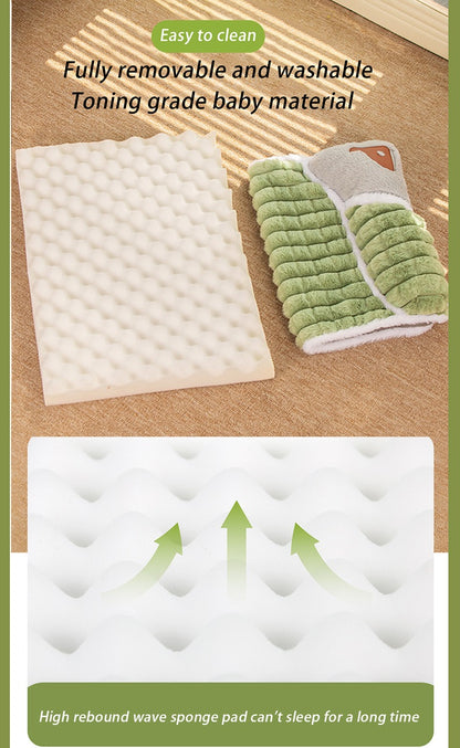 Thickened Dog Bed & Cat Bed Mat with Pillow – Anti-Slip, Machine Washable, Detachable Crate Mat for All Dogs & Cats, L & XL