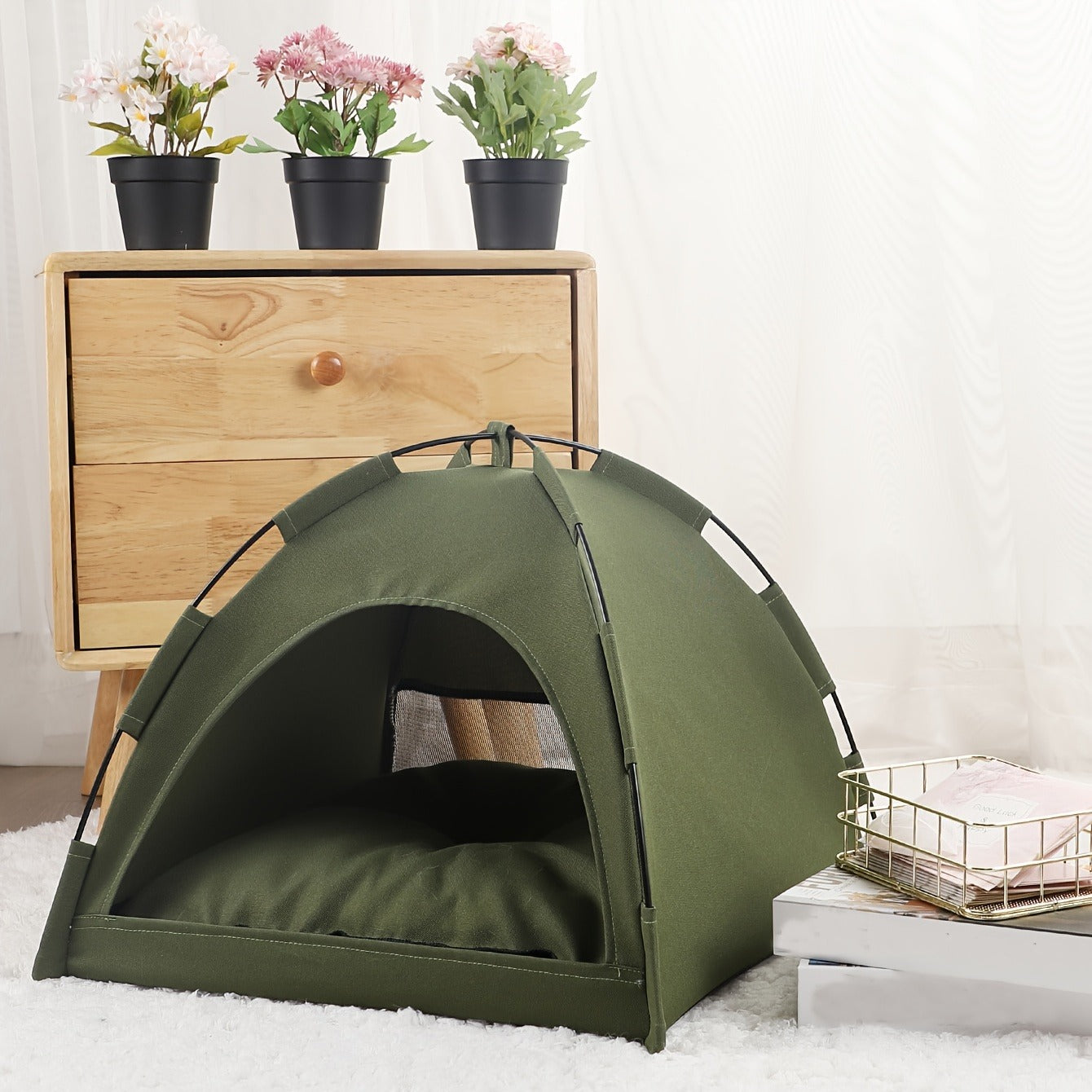 Portable Pet Tent Sleeping Nest for Cats & Dogs – Soft Cozy Foldable Pet House for Indoor Outdoor Camping Travel