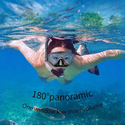 Panoramic HD Diving Mask Anti-Fog Tempered Glass Snorkel Mask with Nose Cover for Adults Youth Scuba Diving Snorkeling Swimming Pink Blue
