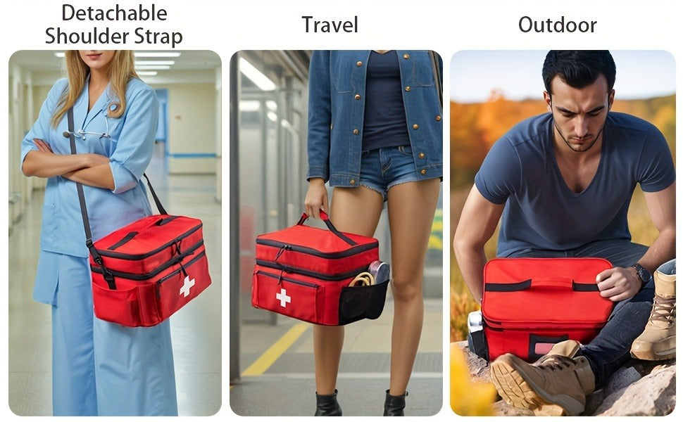 Medicine Storage Bag Organizer – Household First Aid Kit Bag, Portable Medicine Cabinet Basket with Compartments for Home