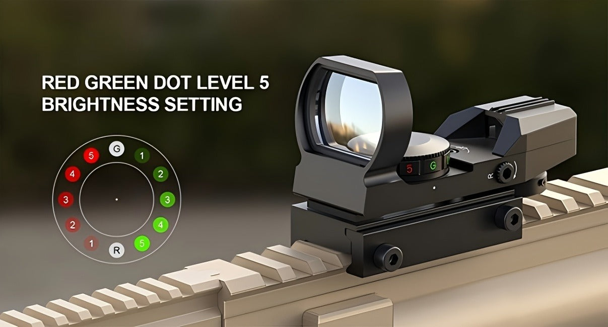 Red Green Dot Sight 33mm with 4 Reticle Modes – Dual Illuminated Rifle Scope, 1x Magnification, 1 MOA Adjustment
