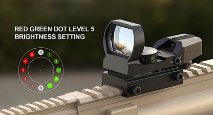 Red Green Dot Sight 33mm with 4 Reticle Modes – Dual Illuminated Rifle Scope, 1x Magnification, 1 MOA Adjustment