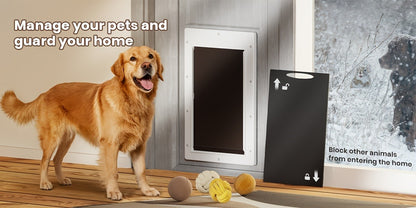 Dog Door 3-Flap Magnetic Pet Door for Interior & Exterior Doors or Wall – Heavy Duty Insulated Doggie Door with Closing Panel