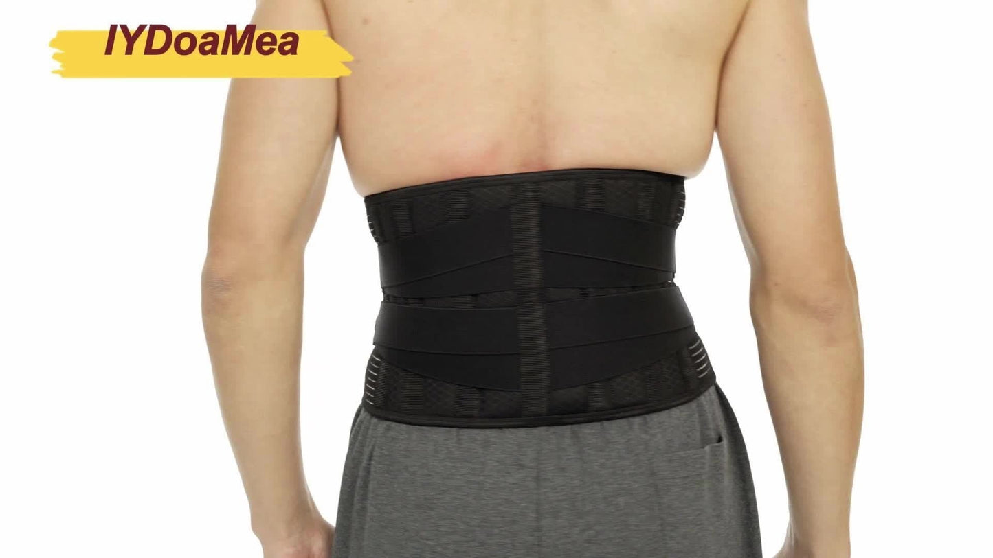 Lumbar Support Belt with 6 Stays & 16-Hole Mesh – Breathable Back Brace for Men Women, Anti-Skid Waist Support for Work