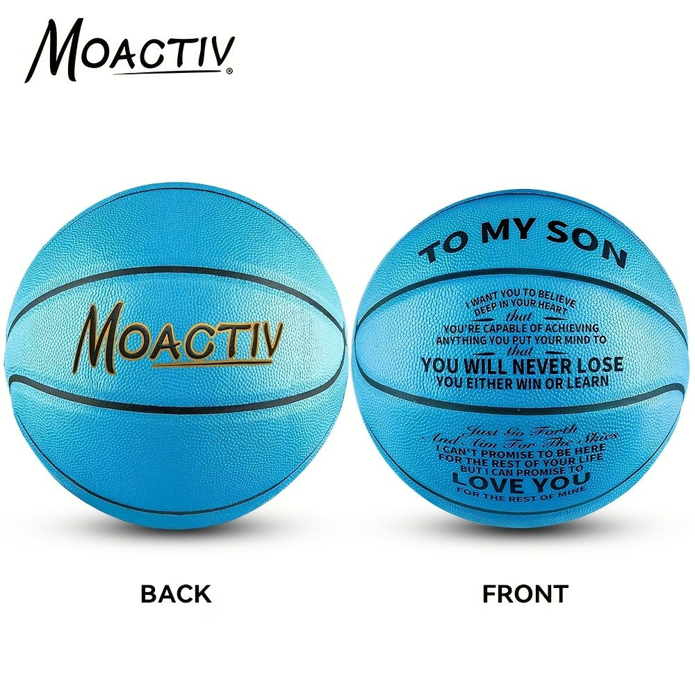 Engraved Basketball Gift for Grandson & Son – Size 7 PU Indoor Outdoor with Pump, Inspirational Message, Birthday Christmas Gift