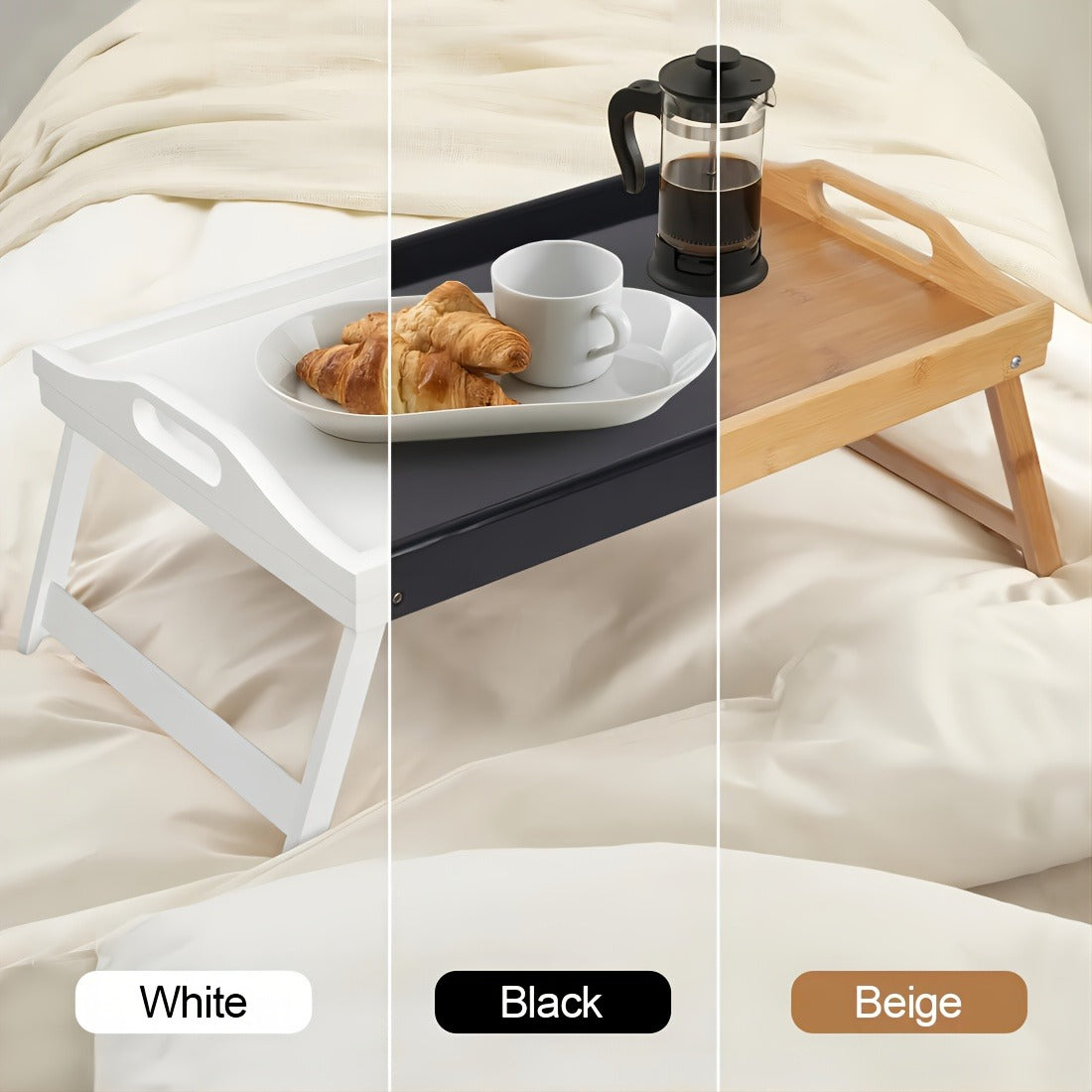 Bamboo Bed Tray with Folding Legs Large 19.5x12 Inch Lap Desk for Breakfast Sofa Laptop Reading Drawing Snack Tray Eco Friendly Foldable