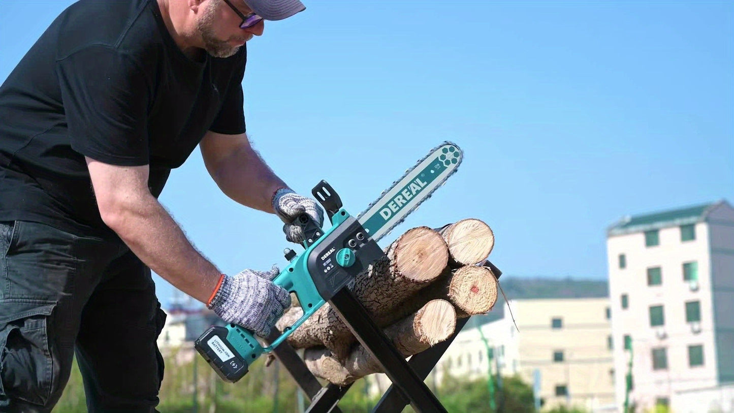 Cordless Brushless Chainsaw with 6- or 12-Inch Bar, One- or Two-Battery Kits in Purple, Green, Teal or Yellow