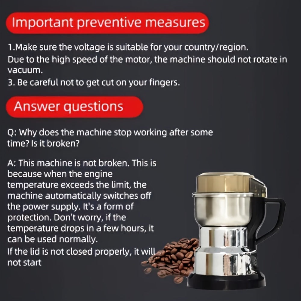 Electric Coffee Grinder 300W 4-Blade Stainless Steel Spice Nut Bean Grinder 400g 14oz Deepen for Entryways, Bedrooms and Living Spaces