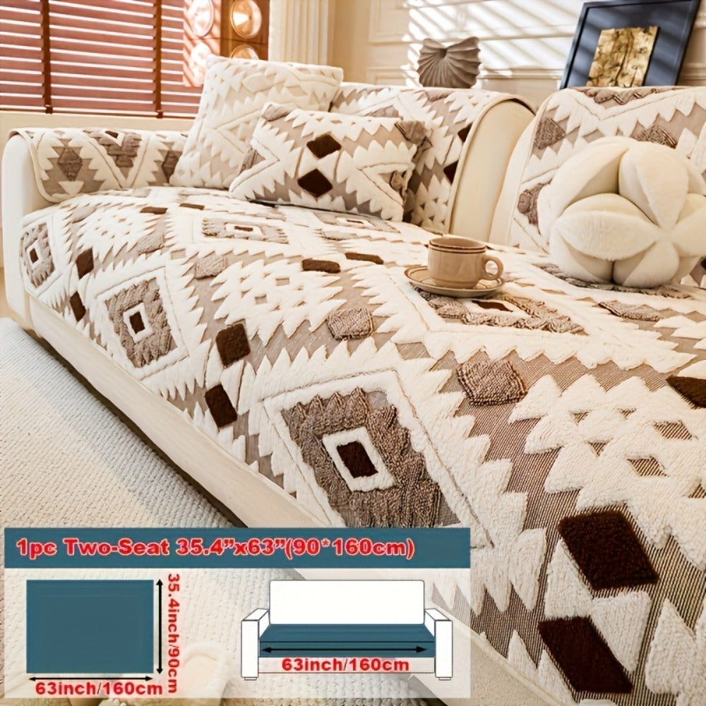 Sofa Cover, Thick Plush Couch Pad with Backing Detail in Three Colors and Seven Seat or Arm Sizes