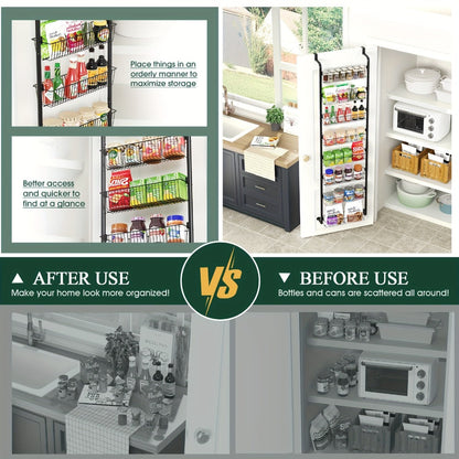 Over The Door Organizer – Multi-Layer Pantry Storage Rack for Kitchen Bathroom Laundry Room, Space Saving Door Hanging Shelf