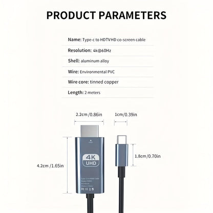 USB-C to HDMI Adapter 4K@60Hz, Thunderbolt 3/4 Compatible, Aluminum for MacBook Pro/Air, iPad Pro