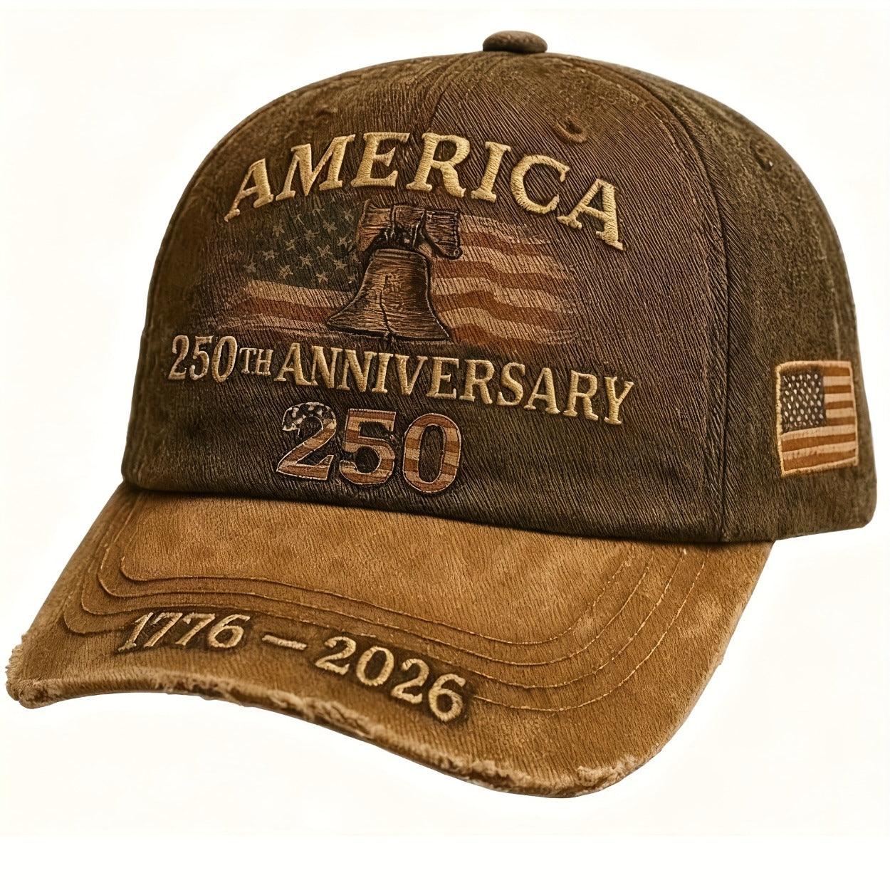 250th Anniversary Patriotic Baseball Cap USA Embroidered – Adjustable Vintage American Flag Hat for Men Women, Unisex Independence Day Gift