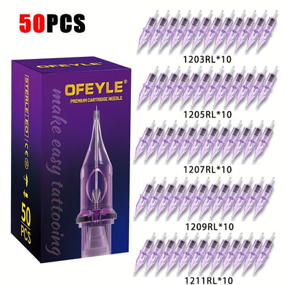 Stainless Steel Tattoo Cartridge Needles 50pcs Mixed RL RS RM M1 Weaved Magnum for Temporary Body Art, Festivals and Costumes