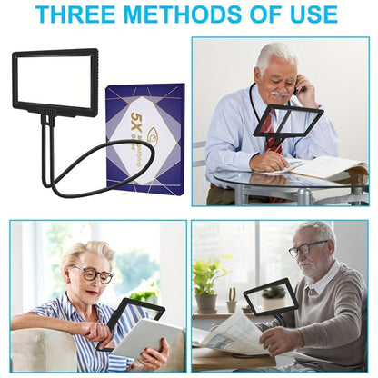 Hands-Free Magnifying Glass 5X Full Page, Flexible Gooseneck Neck-Worn Reading Magnifier for Seniors, Large Page Magnifier for Reading