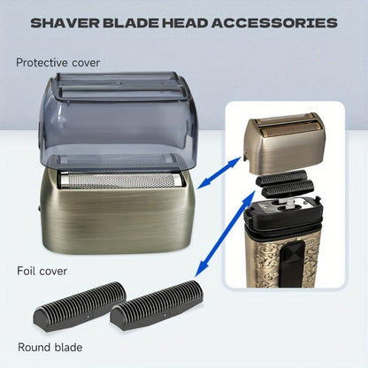 Cordless Electric Foil Shaver Grooming Kit for Men with Barber Shears Beard Mustache Trimmer Bald Head Razor Haircutting Set Father's Day