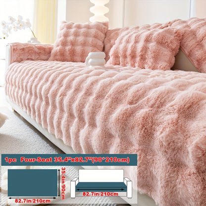 Sofa Cover Thick Faux Rabbit Plush Panels with Backing Detail for Seat, Armrest, Backrest or Pillowcase