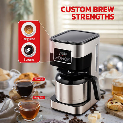 Touch Screen Programmable Drip Coffee Maker, Stainless Steel, Pause & Serve, Customizable Brew Strength