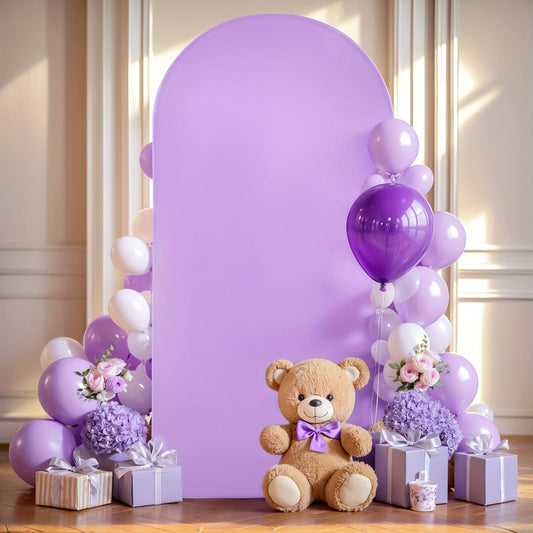 Wedding Arch Cover 6ft Polyester Fitted Round Top Backdrop Cover, Wrinkle-Free Machine Washable, for Wedding Ceremony Birthday Party Gender